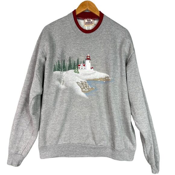 VTG Top Stitch by Morning Sun Sweatshirt Womens Large Grandmacore Cozy Christmas - Picture 12 of 13